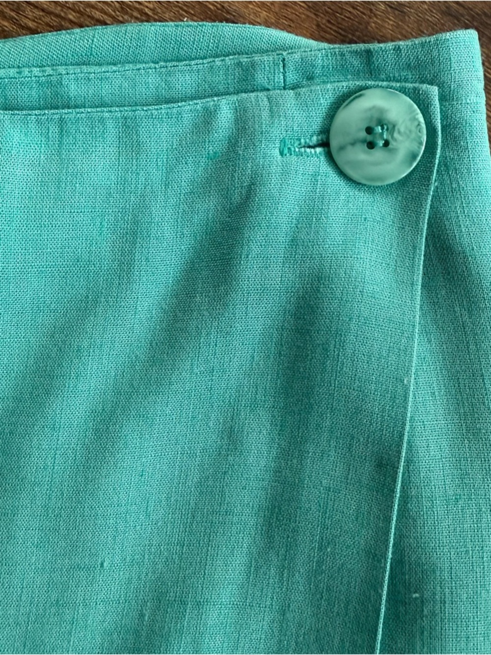 Vintage 90s Teal Linen Rayon Wrap Pencil Skirt ~ Size 4 / Small / 26" - Picture 8 of 9